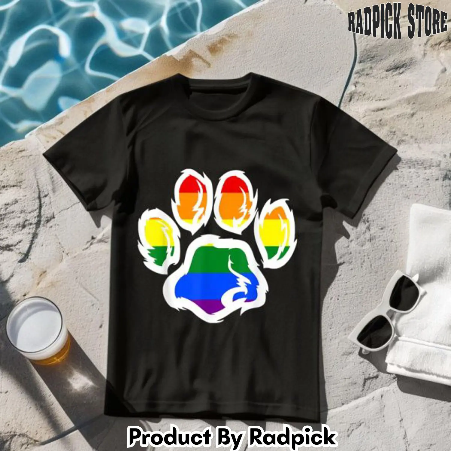 Lgbt ally furry pride rainbow dog paw tshirt rp2637529